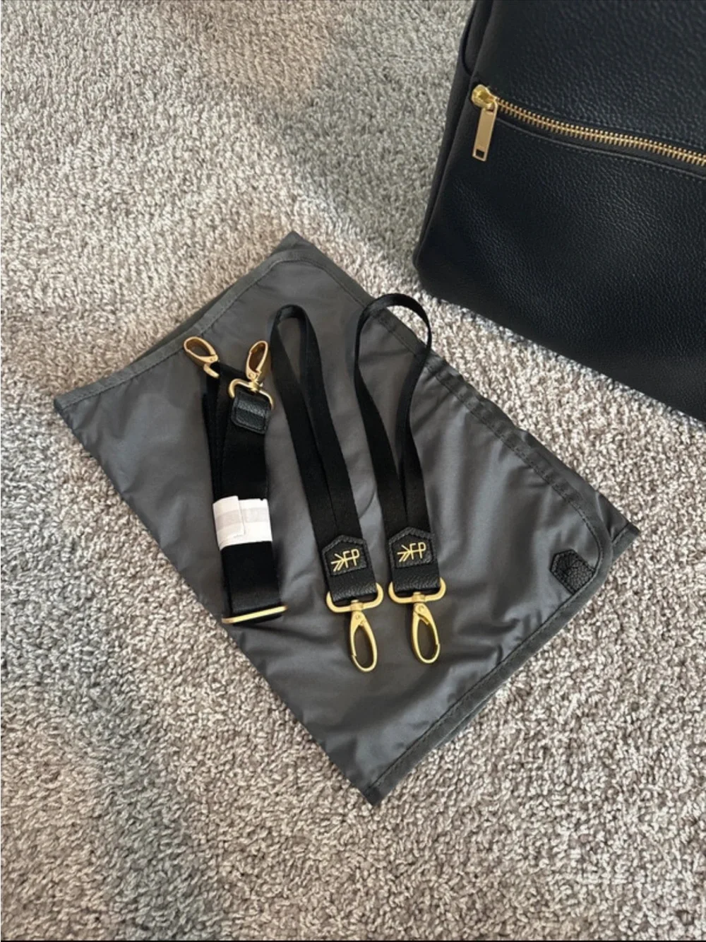 Freshly Picked Black Faux Leather Backpack with additional accessories included